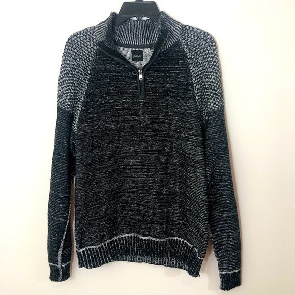 X29 J.B. HOLT PULLOVER TOP 1/4 ZIP UP BLACK WHITE SZ L - Picture 1 of 7